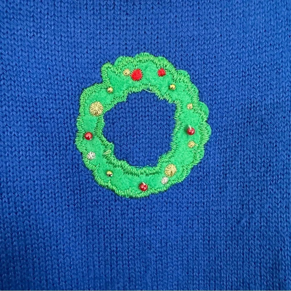 Women’s Sleeveless Royal Blue Santa & Fireplace Christmas Vest Size XL 16-18 GUC - Picture 6 of 7